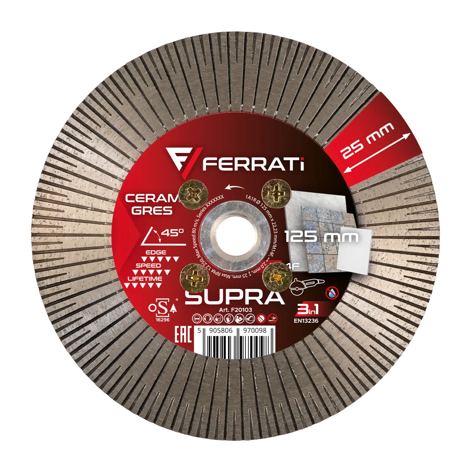 Diamanttrenn- und Schleifscheibe 125 mm M14F SUPRA