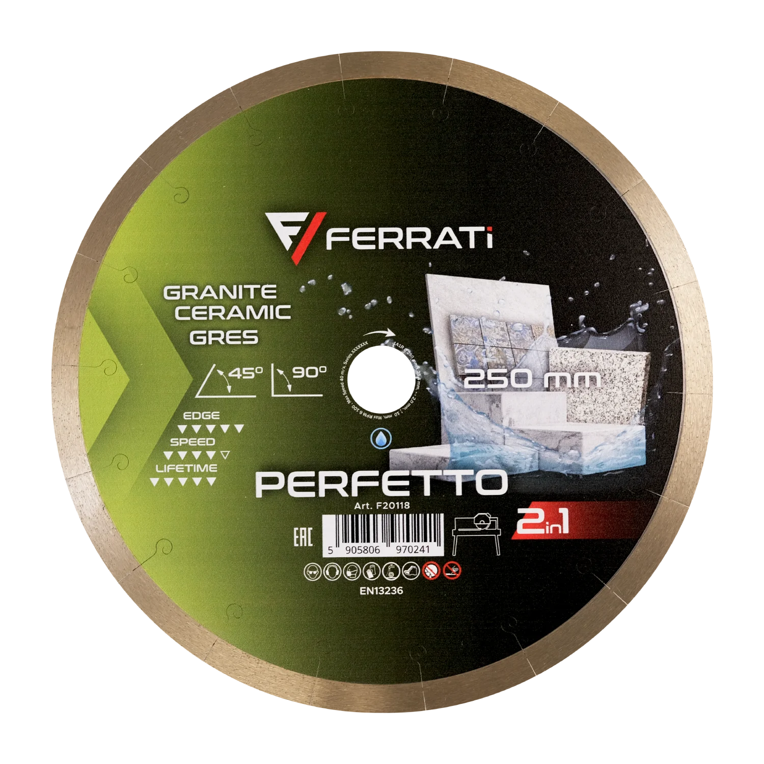 [F20118] 2in1 Diamanttrennscheibe 250mm PERFETTO